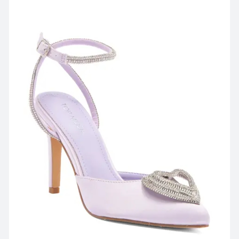 Top Moda Elegant Lavender Heels with Rhinestone Heart, Size 9, No Box, New